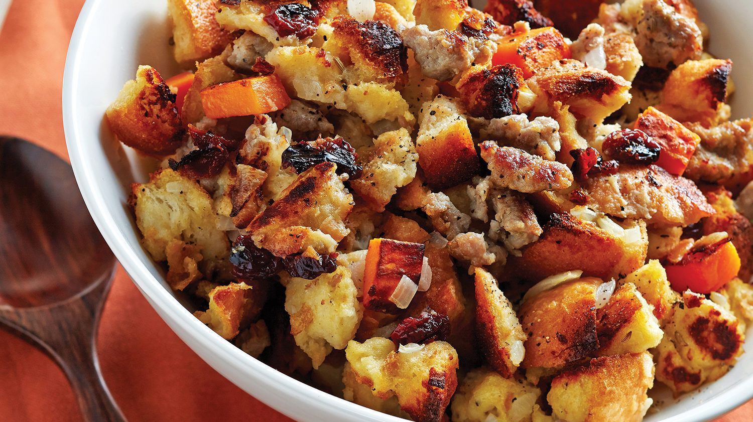 Barbecued Sausage, Sweet Potato & Cherry Stuffing