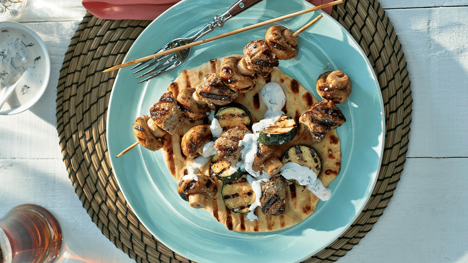 Greek-Style Pork Skewers & Goat Cheese Sauce | Foodland