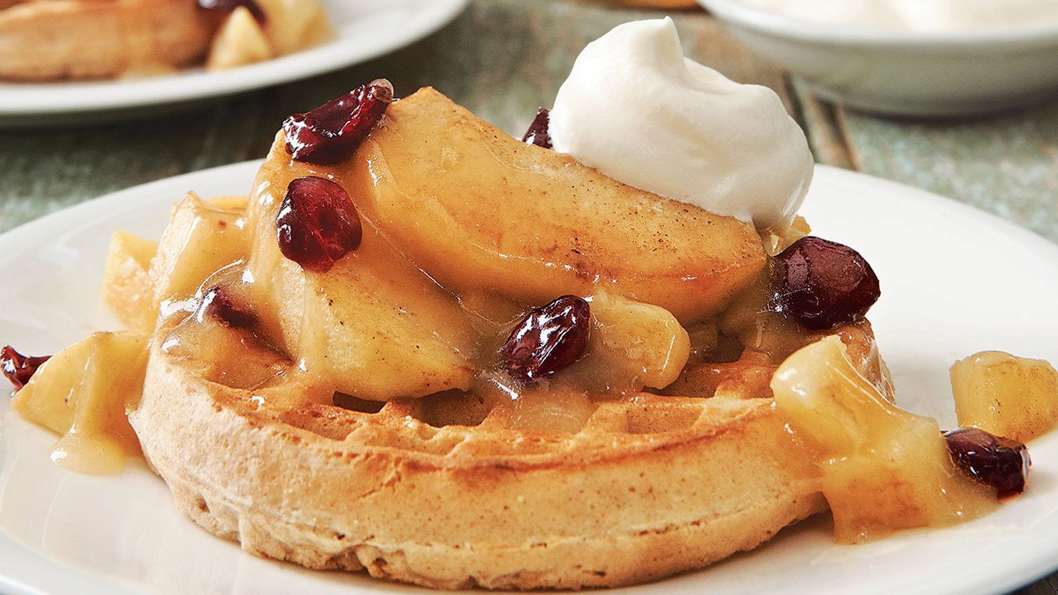 Homestyle Waffles with Warm Caramelized Apples