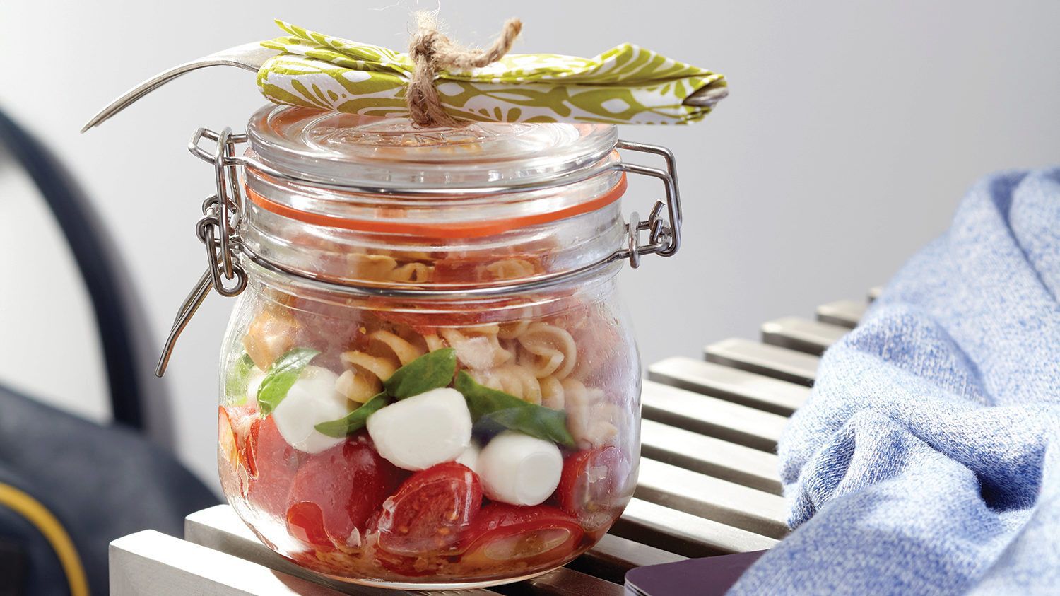 Mason Jar Caprese Salads with Prosciutto Chips