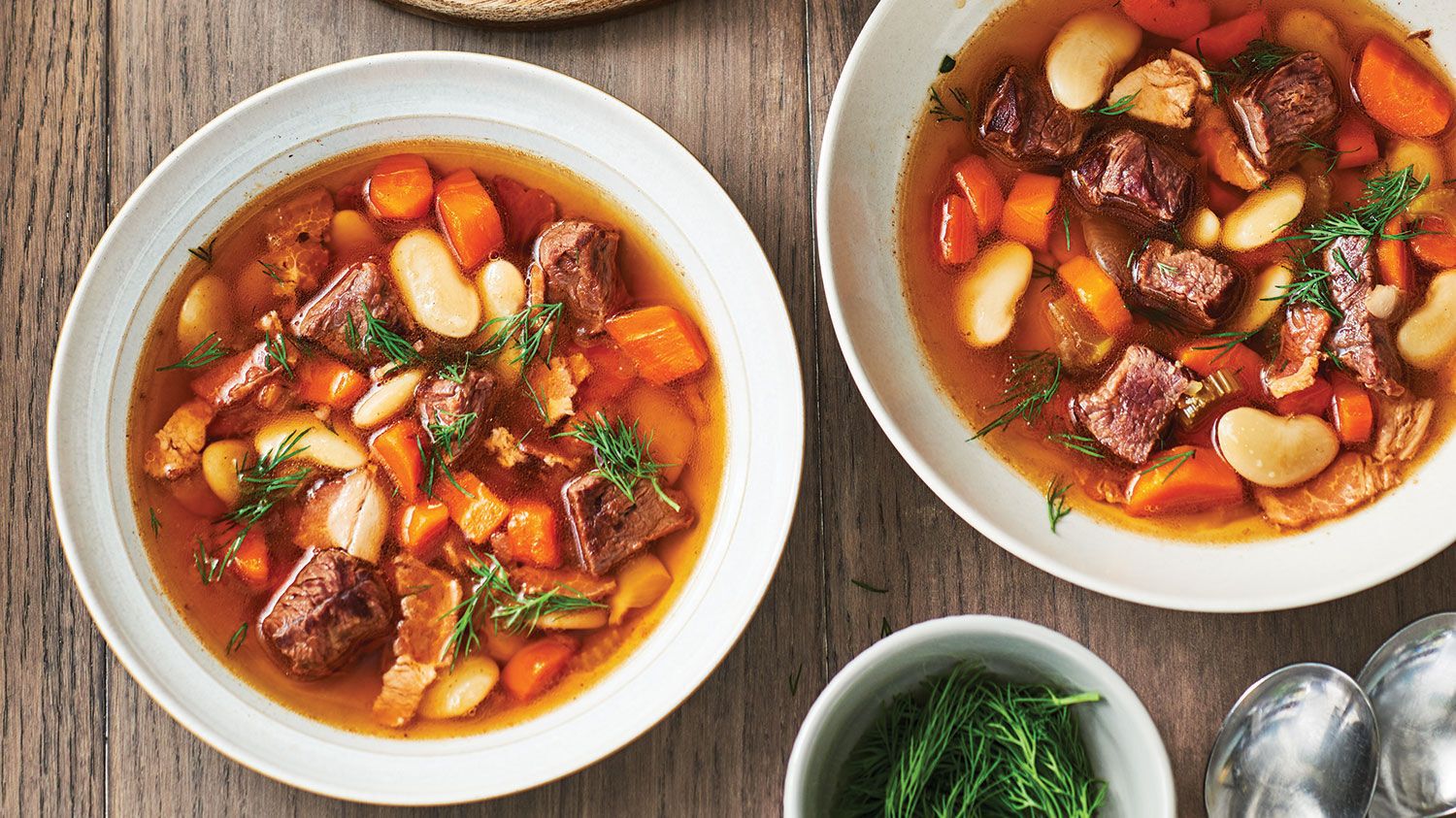 Pressure-Cooker Beef, Lima Bean & Carrot Soup with Dill