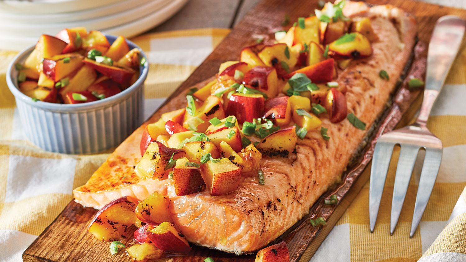 Grilled Peaches & Planked Salmon