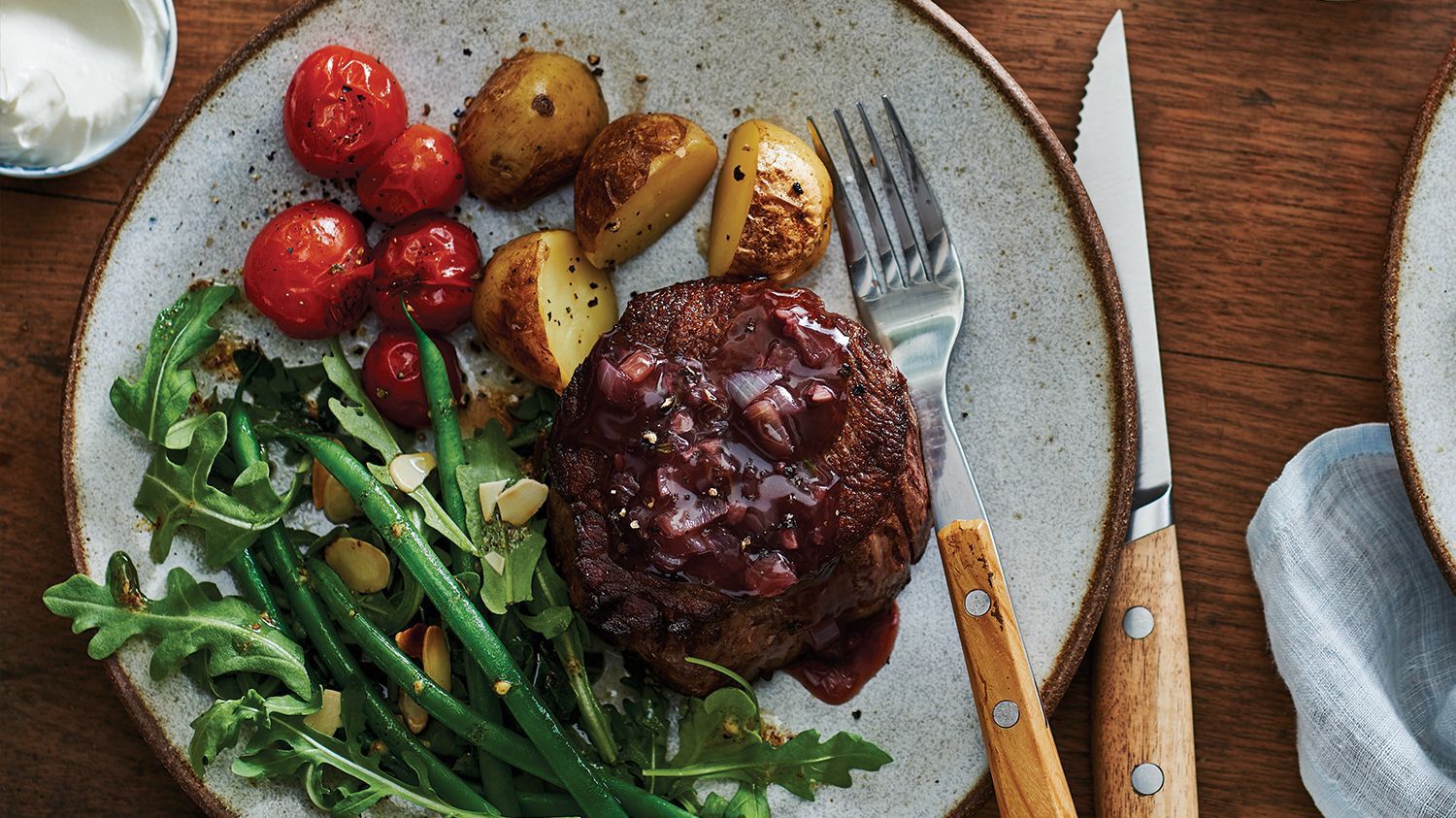 Steak with Red Wine Thyme Sauce Foodland