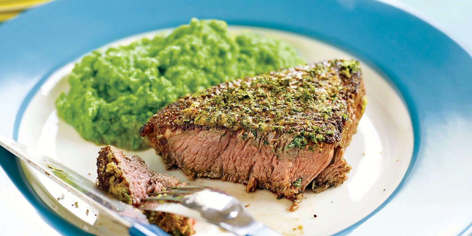 Herb Roasted Steak with Green Pea Mash