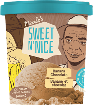 A punnet of Neale's Sweet N' Nice Ice Cream, Banana Chocolate Flavour