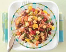 A picture of sun-dried Tomato and Bean Salad on a plate.