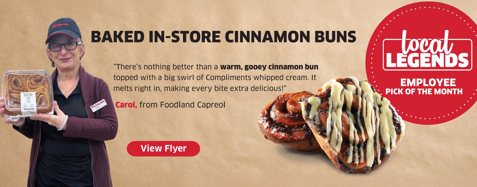 Check out this months Employee Pick! Baked in-store cinnamon buns!