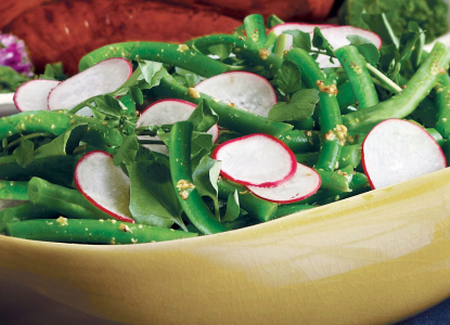 Green beans with cider mustard vinaigrette