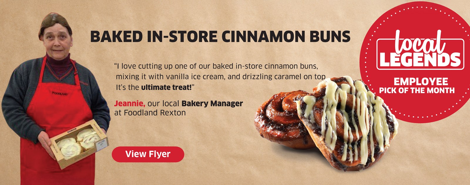 Check out this months Employee Pick! Baked in-store cinnamon buns!