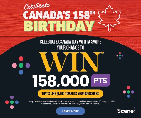 Celebrate Canada Day by swiping your card for a chance to win 158,000 Scene+ Points