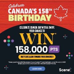Celebrate Canada Day by swiping your card for a chance to win 158,000 Scene+ Points